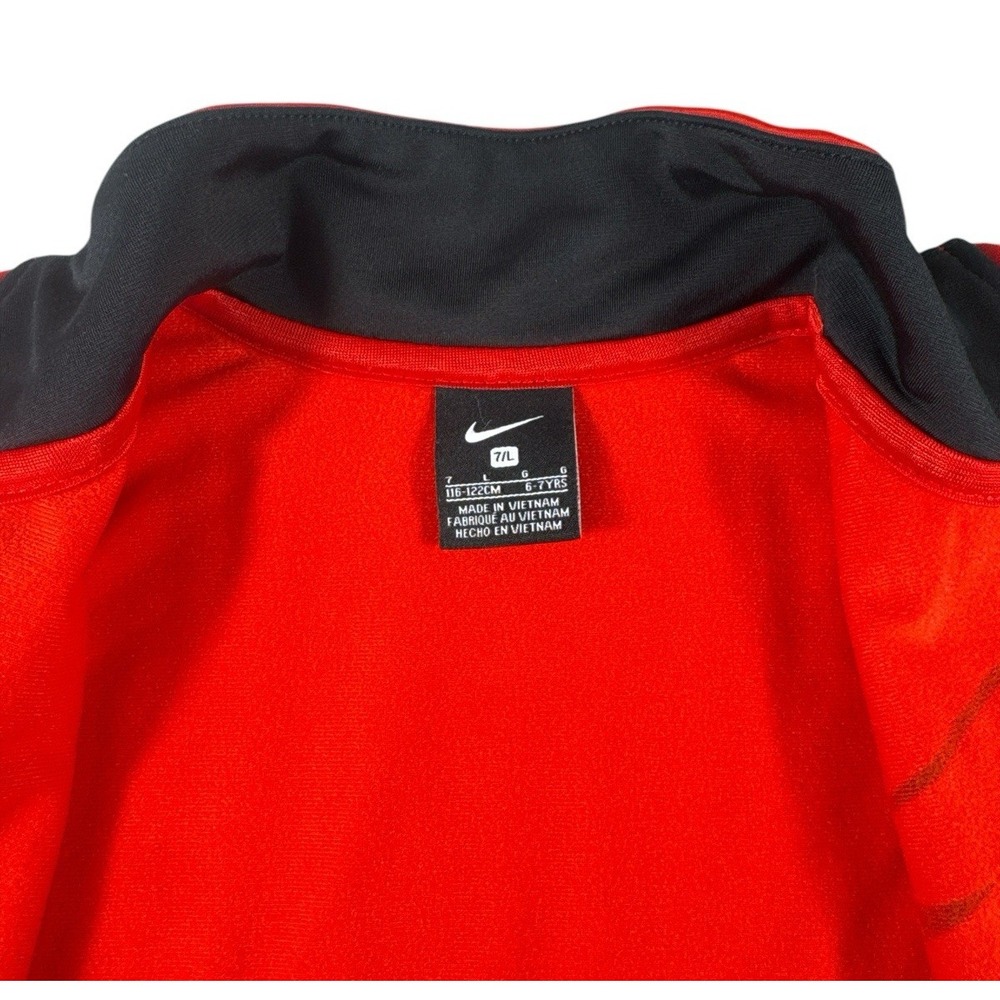 Nike Boy's Track Jacket with Iconic Logo - Red/Black, Full-Zip, Size 7/L - Picture 9 of 12